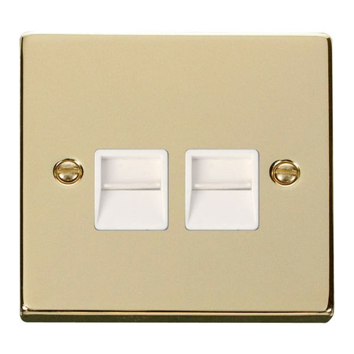 SE HOME Polished Brass Master Telephone Twin Socket Gold Polished Brass