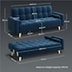 image 3 of Yaheetech Velvet Convertible Sofa Bed | Blue | Three Seater