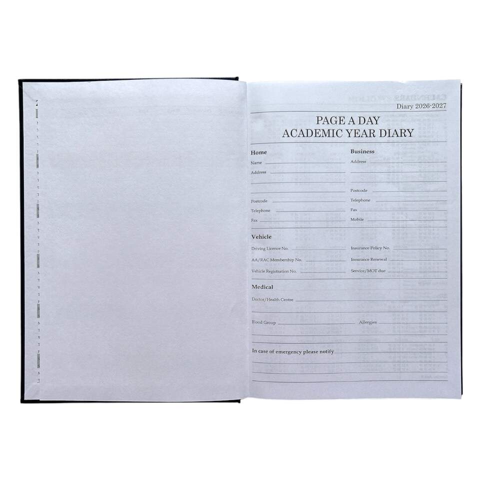 image 1 of Janrax 2026-2027 A5 Day Per Page Blue Academic Diary