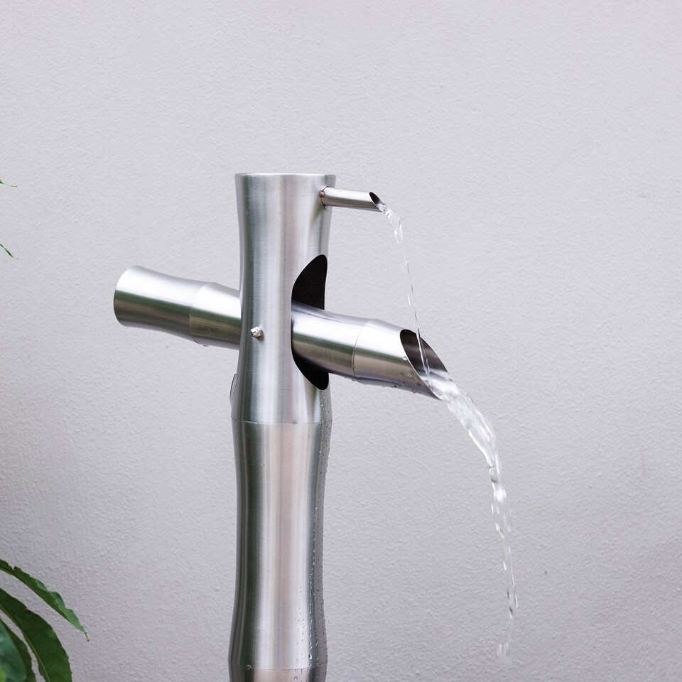 image 1 of Primrose Oriental Style Bamboo Cane Sozu Metal Outdoor Water Feature 94cm