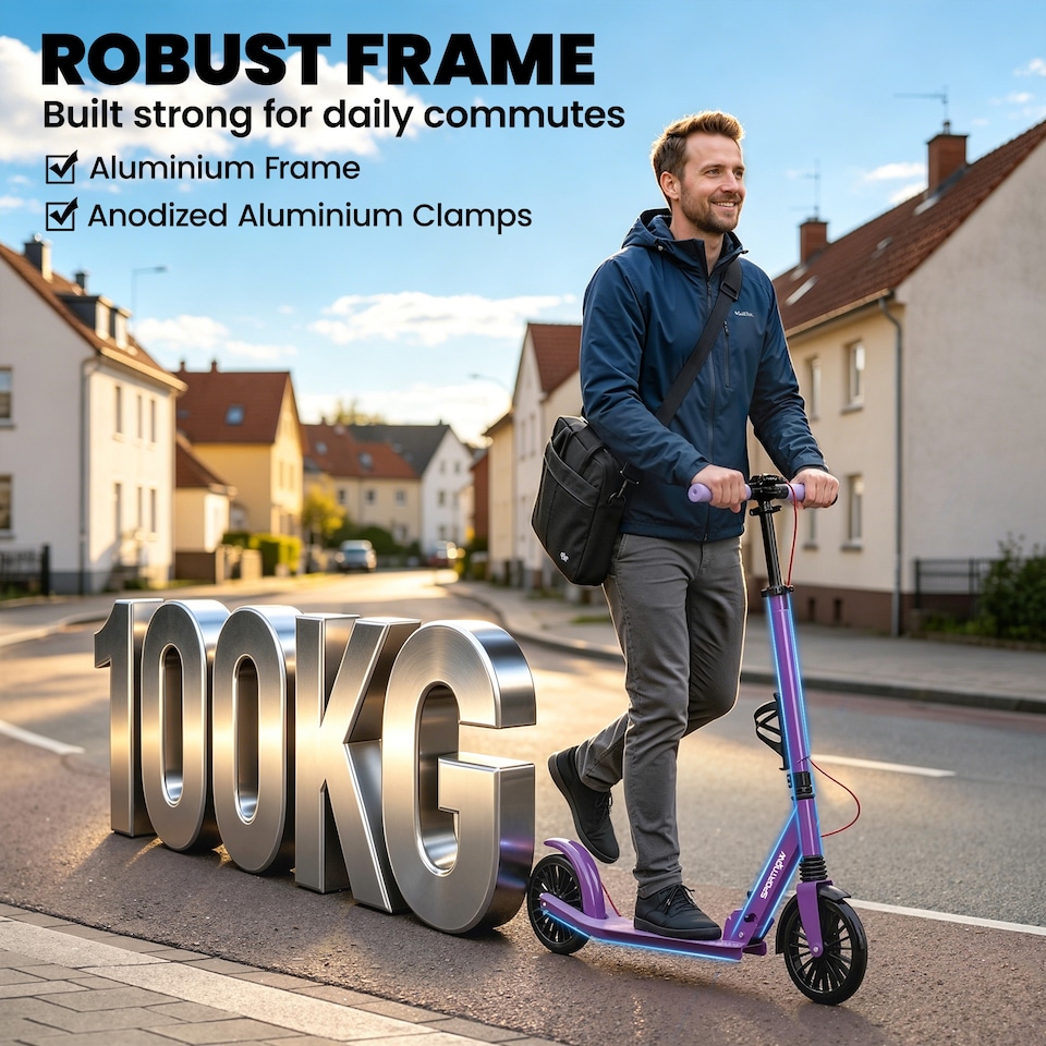 image 1 of SPORTNOW Foldable Kick Scooter with Height Adjustable Handlebar, Adult Scooters