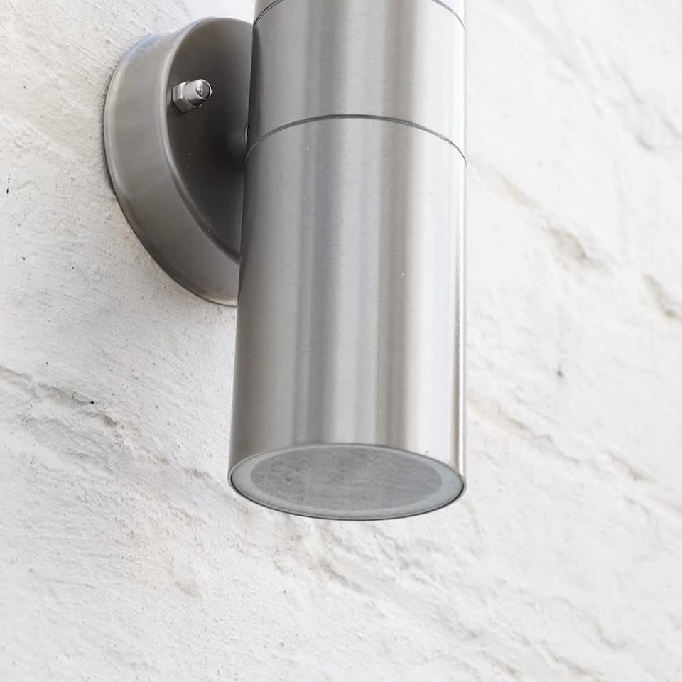 image 1 of ValueLights Up Down Silver Stainless Steel Outdoor Security Wall Light