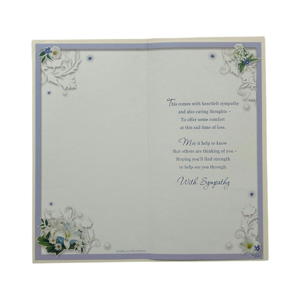 image 1 of Thinking Of You White Flowers Design Opacity Sympathy Card