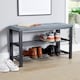 image 1 of Metal Shoe Bench with Storage Shelfs For Entryway Hallway Seating | Grey