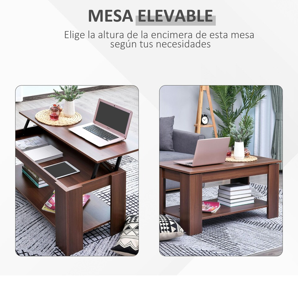 image 1 of HOMCOM 100cm Modern Lift Up Top Coffee Table Desk Hidden Storage Bottom Shelf Yellow
