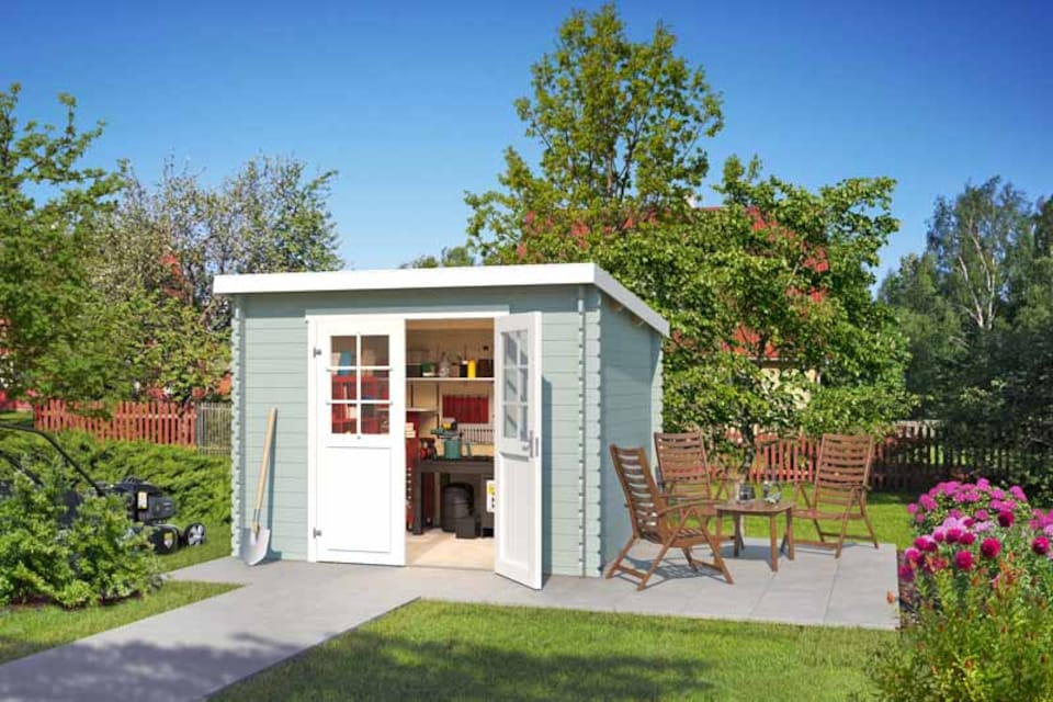 image 1 of San Jose 230-Log Cabin, Wooden Garden Room, Timber Summerhouse, Home Office - L295 x W268.7 x H210.9 cm | Brown