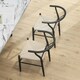 image 8 of HOMCOM Weave Dining Chairs Set of 2 with Y-Shaped Backrest Hemp Seat Black Black