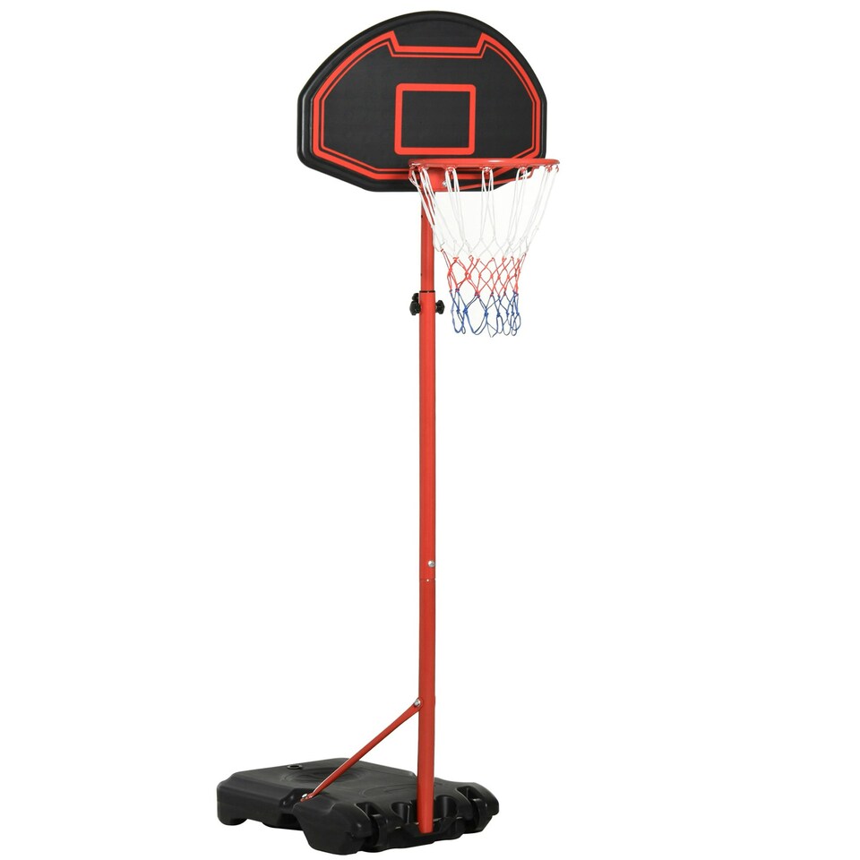 image 1 of HOMCOM 200-250cm Adjustable Basketball Hoop Backboard  w/ Wheels For Kids