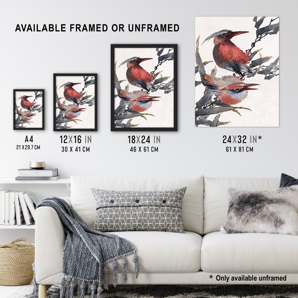 image 1 of Album of Sketches Birds 1841 Vintage Wall Art Print Hokusai 12x16"
