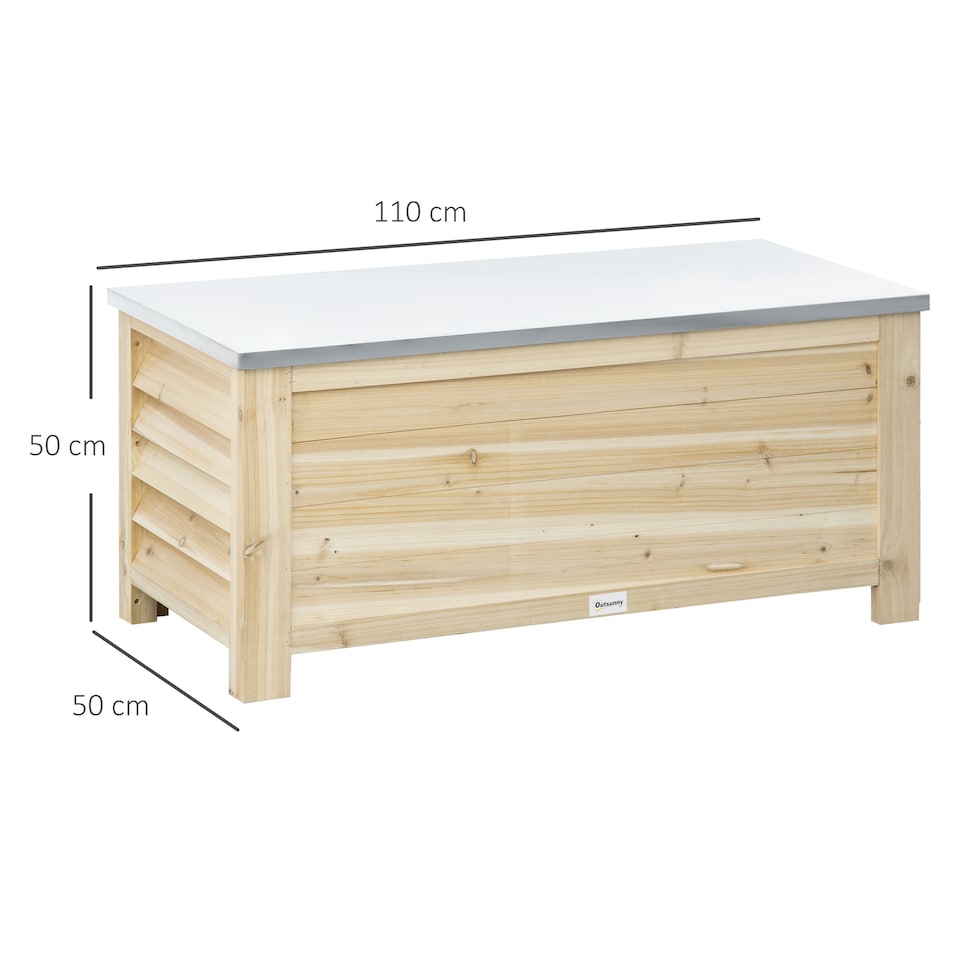 image 1 of Outsunny 155L Outdoor Storage Box, Wooden Outside Tool organiser Container | Brown