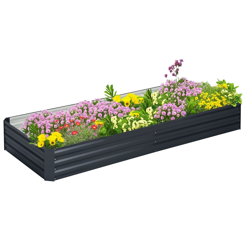 image 1 of Outsunny Galvanised Raised Garden Bed Metal Planter Box with Open Bottom, Green