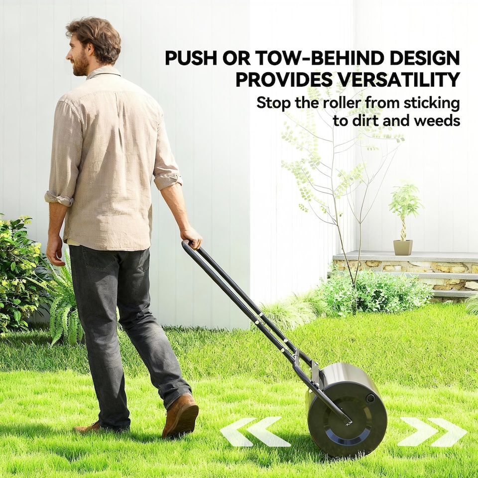 image 1 of Outsunny Combination Push w/ 38L Sand or Water Garden Lawn Roller Black