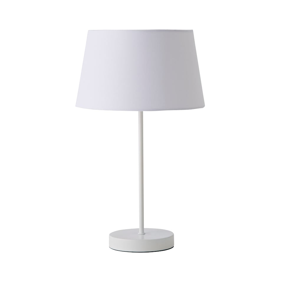 image 1 of ValueLights Charlie White Stem Table Lamp White Taper Shade | White
