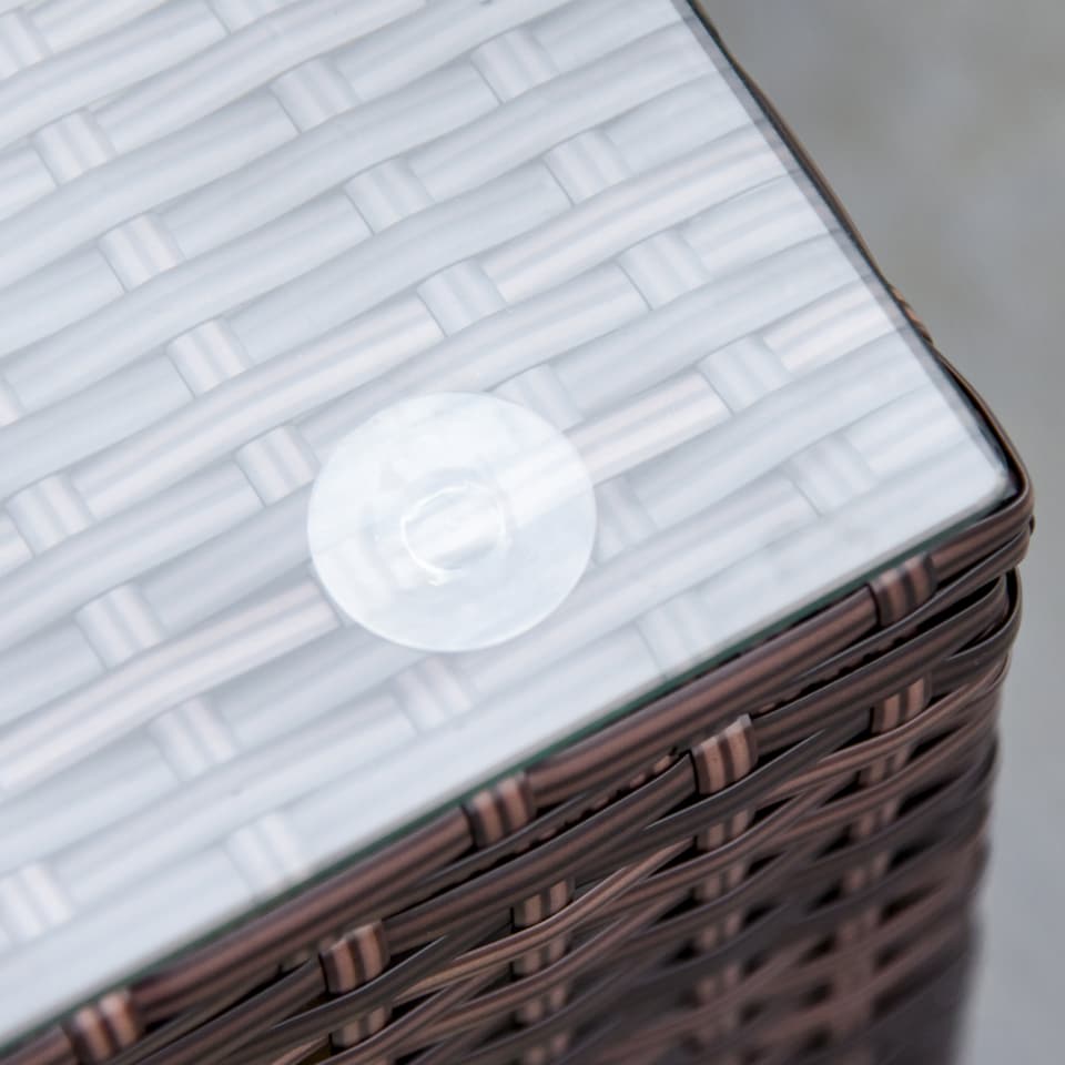 image 1 of Outsunny 5 Pieces PE Rattan Garden Furniture Set with Cushions, Outdoor Corner Sofa, Patio Sectional Conversation Furniture Sets with Glass Top Coffee Table, Brown