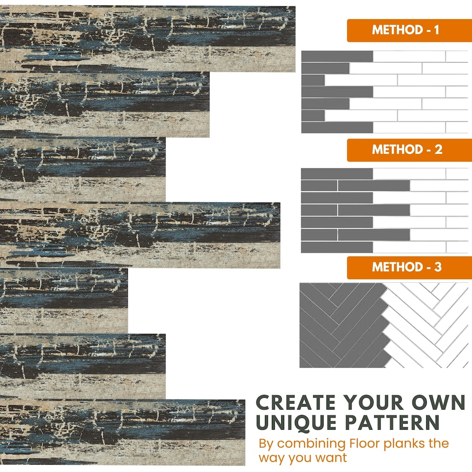 image 1 of NOVECRAFTO Self Adhesive Floor Planks | 36x5.98in (91.4x15.2cm) Each | Peel & Stick Vinyl Flooring | Stormwave Timber Design | Waterproof DIY Tiles | Brown | 0.97 sqm