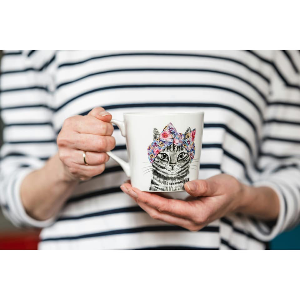 image 1 of Mikasa x Tipperleyhill Cat Print Porcelain Mug, 380ml Multi