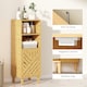 image 6 of HOMCOM Slim Bathroom Cabinet with Bamboo Door and Legs, Narrow Bathroom Storage Cabinet, Freestanding Storage Cupboard with Open Compartments, 32 x 30 x 90 cm, Natural Wood Finish