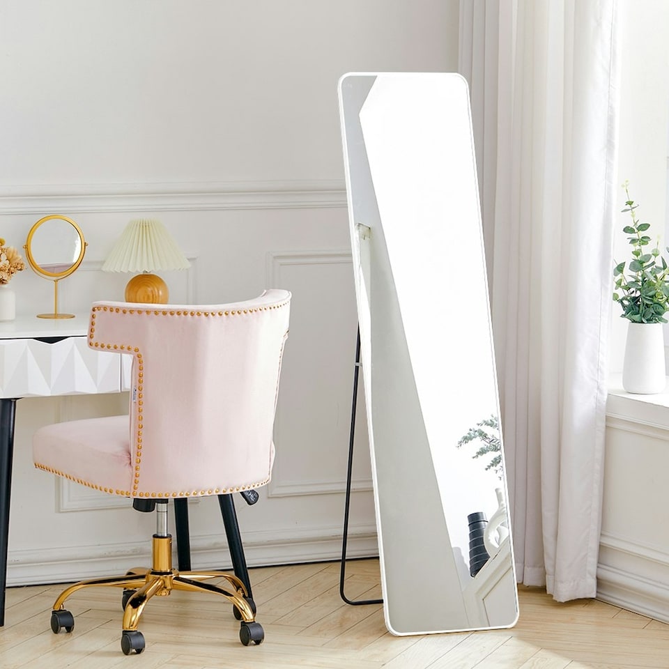image 1 of Living and Home Modern Rectangular Metal Floor Mirror