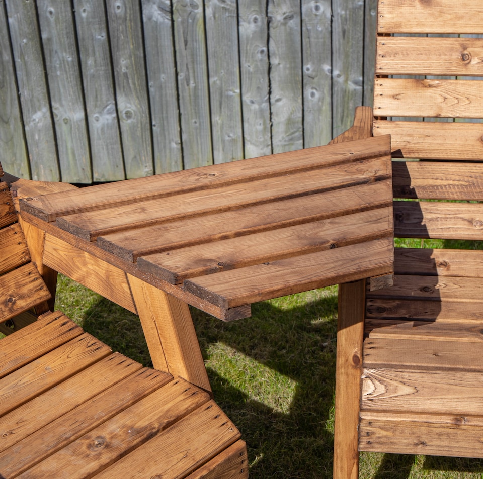 image 1 of Hand Made 2 Seater Chunky Rustic Wooden Garden Furniture Love Seat with Tray Assembled