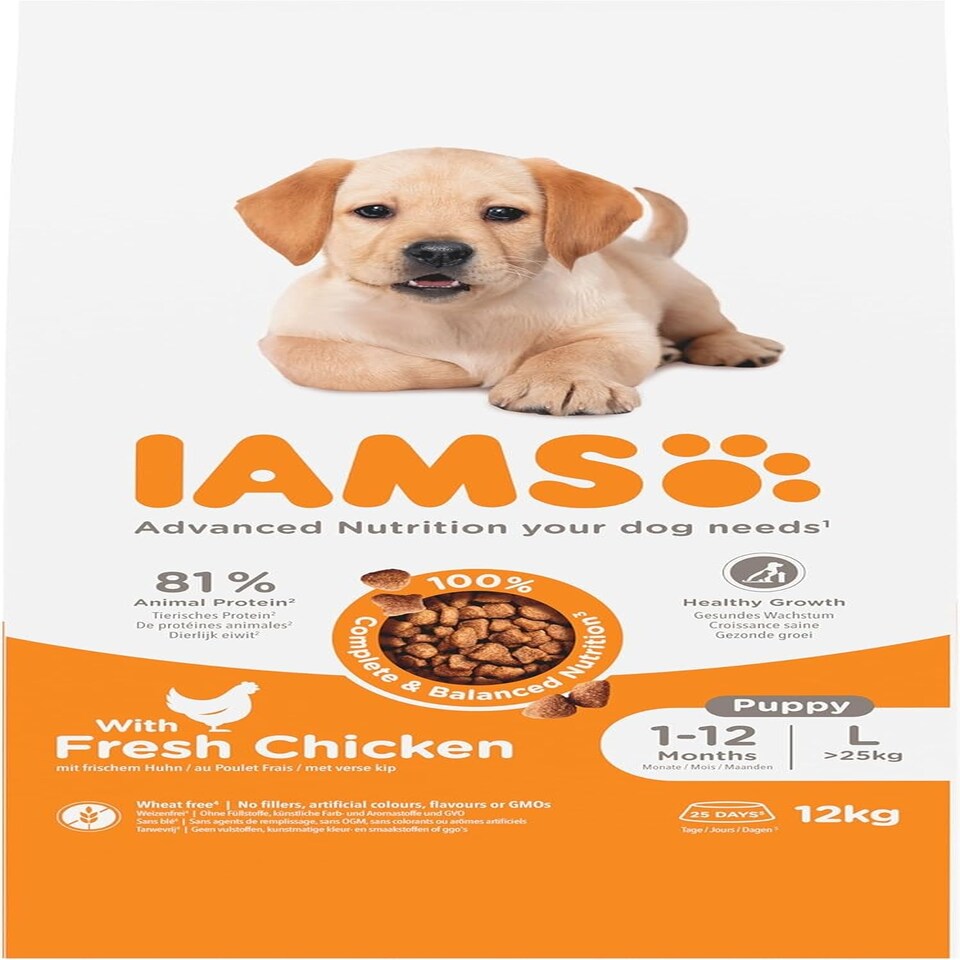 image 1 of IAMS Complete Dry Dog Food for Puppy Large Breeds with Chicken 12 kg