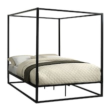 Ashwell Modern Four 4 Poster Black Metal Bed Frame (Double)