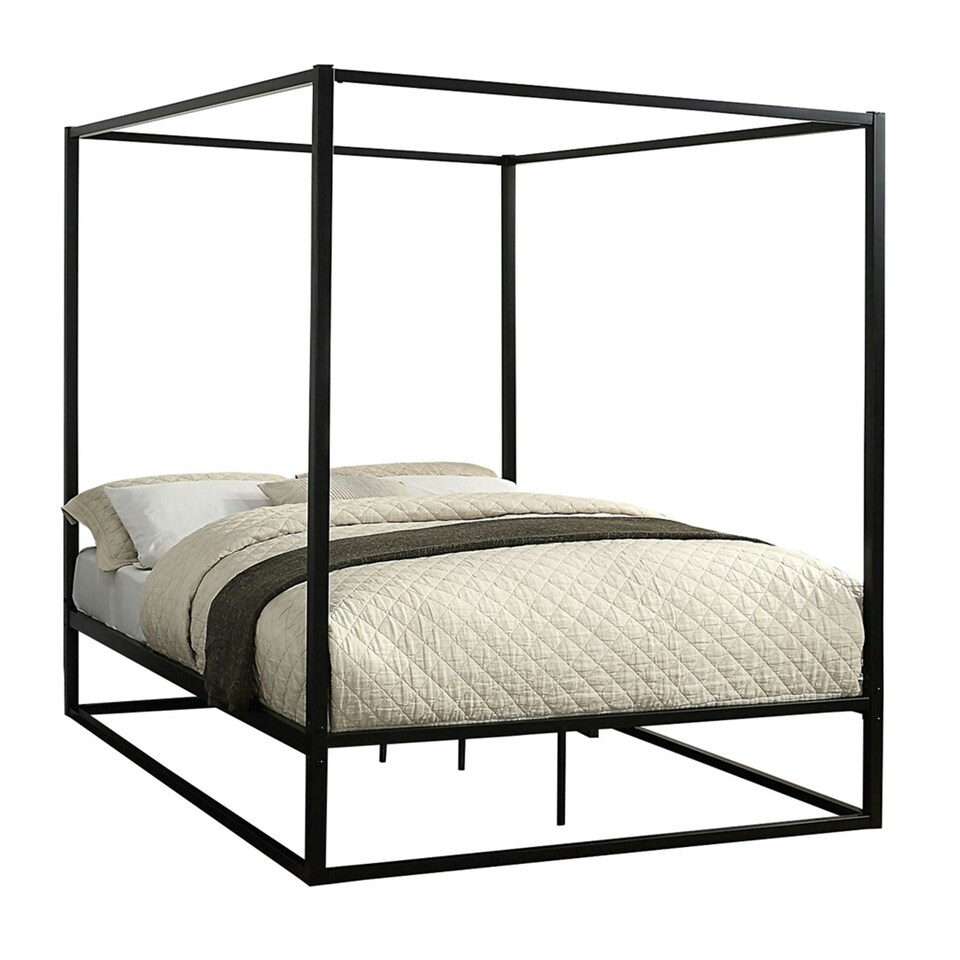 image 1 of Ashwell Modern Four 4 Poster Black Metal Bed Frame (Double)