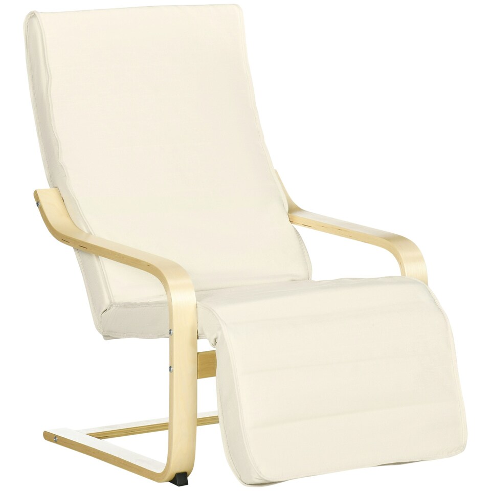 image 1 of HOMCOM Lounge Chair Recliner Adjustable Footrest Home Cream White