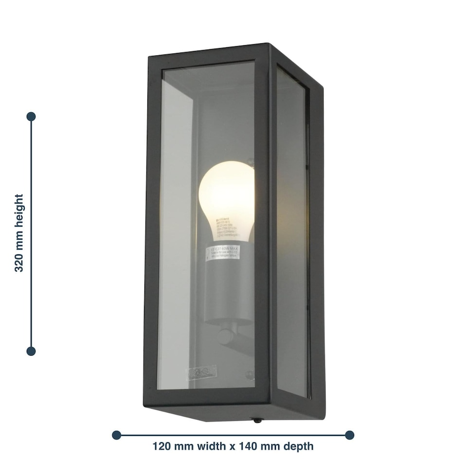 image 1 of Set of 2 Montrose - Black Outdoor Wall Lights | Black | Clear | 2