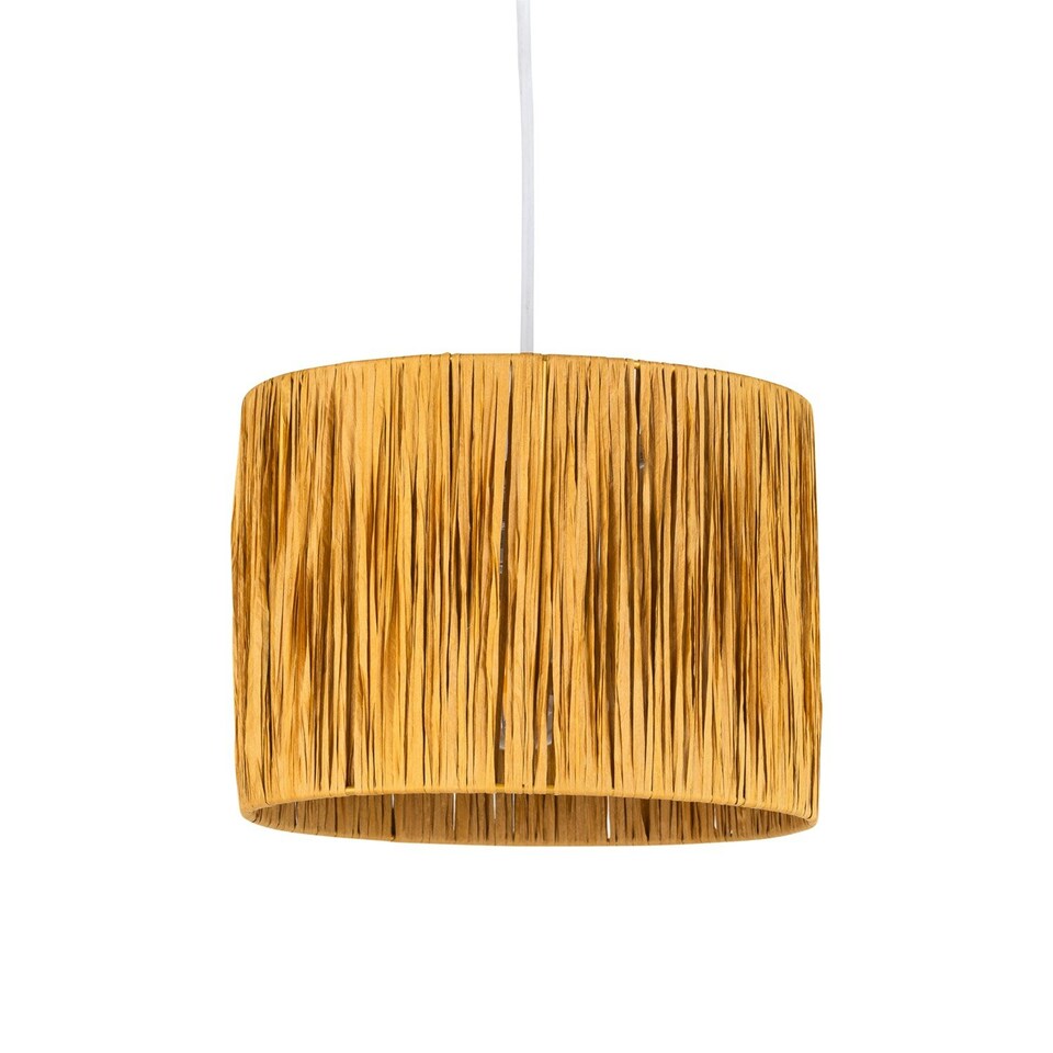 image 1 of Raffia - Natural 23cm Straw Pendant or Lamp Shade Brown
