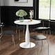 image 10 of HOMCOM Round Dining Table for 2, Modern Kitchen Table with Steel Base, Non-slip Foot Pad for Living Room, Dining Room, White
