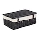 image 6 of 46cm Empty Willow Wicker Picnic Basket with Lining Black | Black | One Size