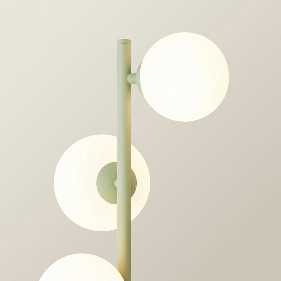 image 1 of ValueLights Marlow Sage Green Opaque Glass Globe 3 Way Table Lamp with LED Bulbs