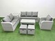 image 1 of Fimous Patio PE Wicker 8 Seater Outdoor Rattan Furniture Sofa Sets with Oblong Coffee Table Reclining Chair Loveseat Sofa 3 Seater Sofa Stool Side Table Light Grey