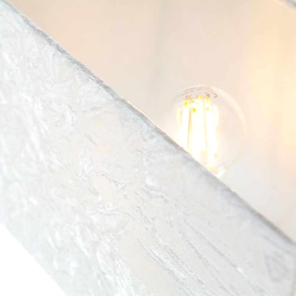 image 1 of Contemporary Designer Arctic White Crushed Velvet Fabric Rectangular Lamp Shade | White | White | 1