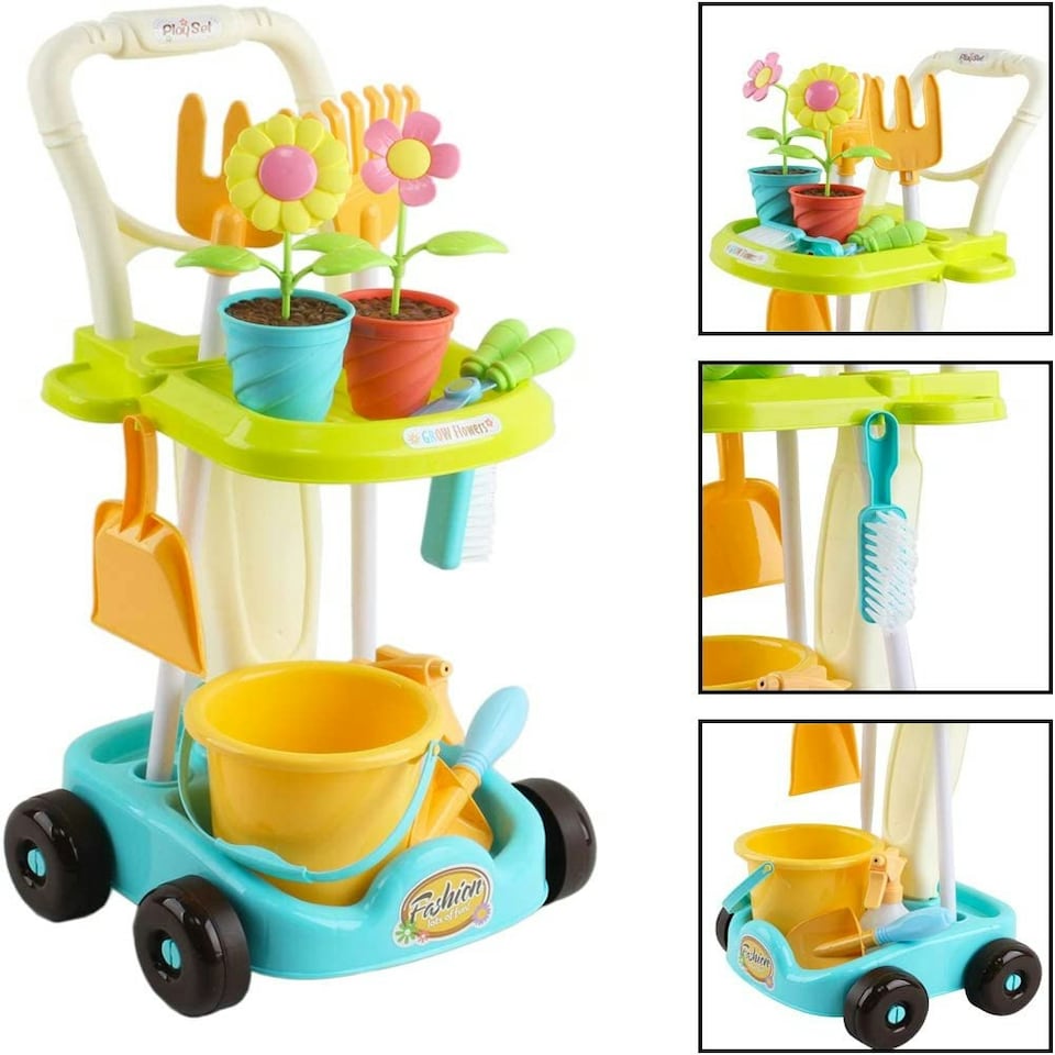 image 1 of 26 Pcs Gardening Tools and Trolley Play Set