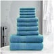 image 2 of VELVETIO 10 Piece Towel Bale Set Toronto Stripe Pattern - 100% Cotton, 450 GSM Blue