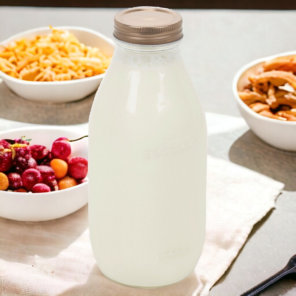 image 1 of 1L Glass Bottles Drink Smoothie With Lid 1000ml | Clear | 1L | 6