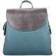 image 1 of Smooth Genuine Leather Backback Rucksack with Snakeskin Effect Flap Panel Blue | Aqua/Ivory