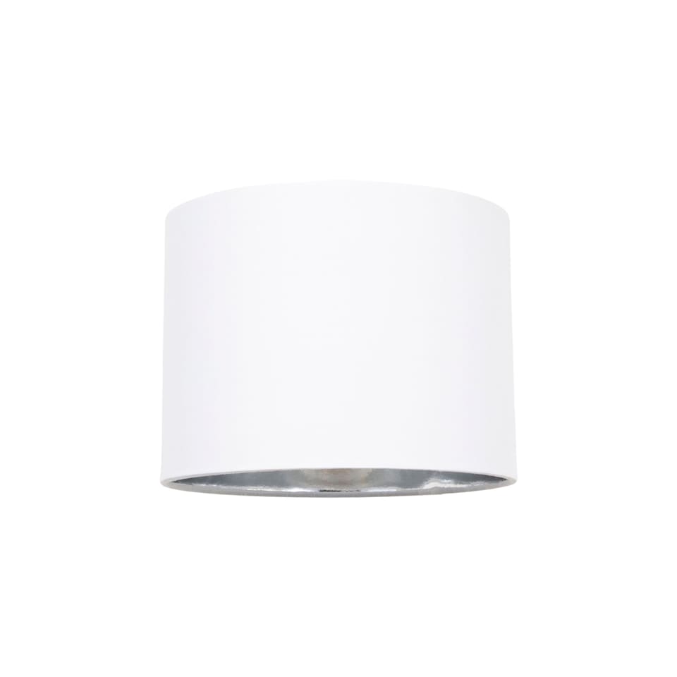 image 1 of Modern White Cotton Fabric Small 8 Inch Lamp Shade with Shiny Silver Inner | White