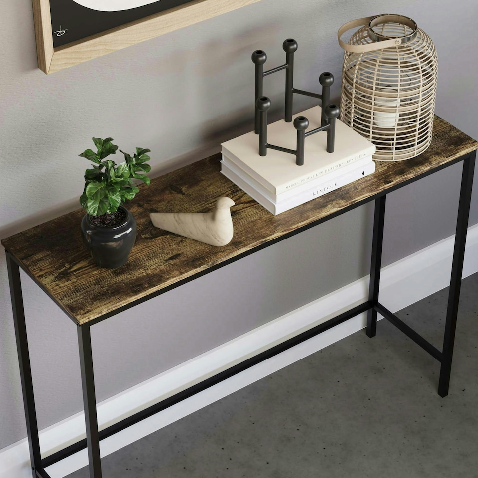 image 1 of Vida Designs Brooklyn Console Table Hallway Shelf, Dark Wood