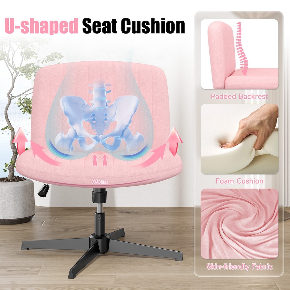 image 1 of Rattantree Ergonomic Cross Legged Office Chair Armless Velvet Desk Chair
