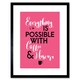 image 1 of Anything Possible Coffee Mascara Feathers Eyes 9x7" Black Framed Wall Art Print