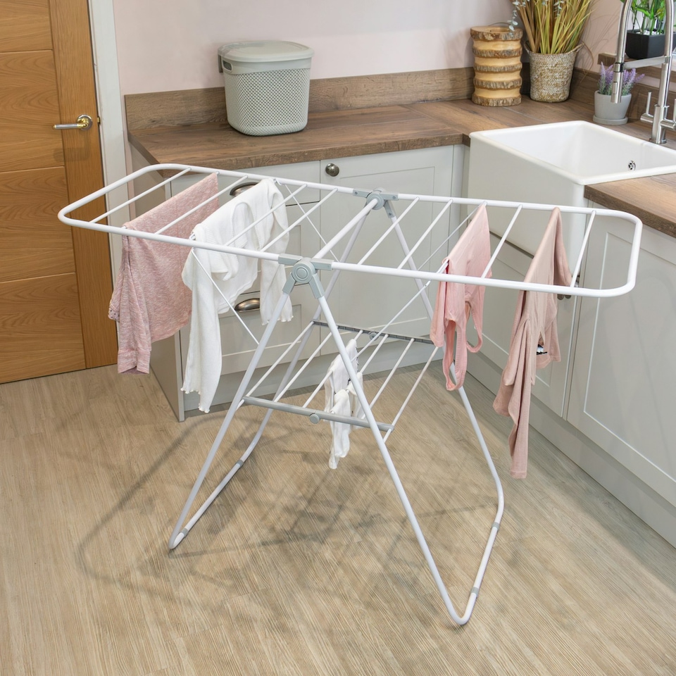 image 1 of JVL Strong Winged Clothes Drying Airer - 12M, White