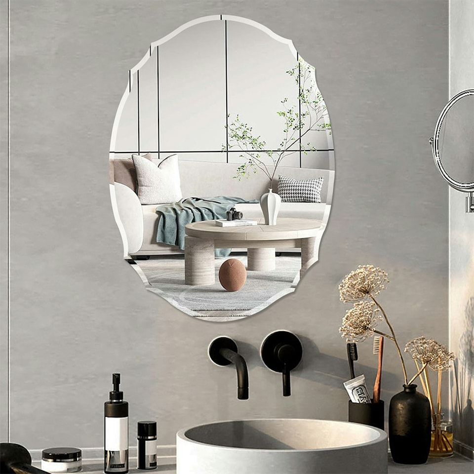 image 1 of Living and Home Wall Mounted Mirror with Beveled Edge - 40cm x 60cm
