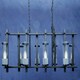 image 3 of Interiors by Premier Iron and Glass Wide Pendant Light, 8 Glass Bulbs with Industrial Black Iron Frame, Statement Ceiling Light
