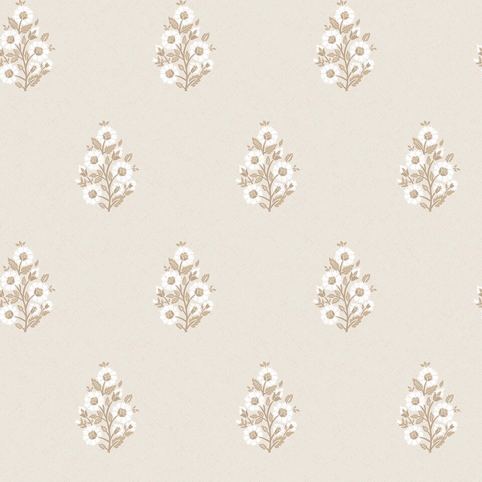 Sample of Posy Wallpaper in Taupe on Cream | Cream | Taupe on Cream