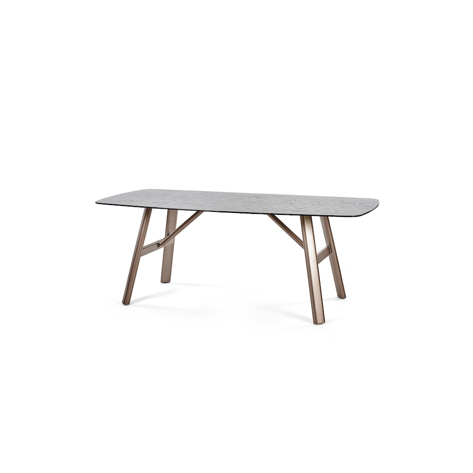 image 1 of Callisto 200cm Rectangular Smoked Bubble Glass Dining Table