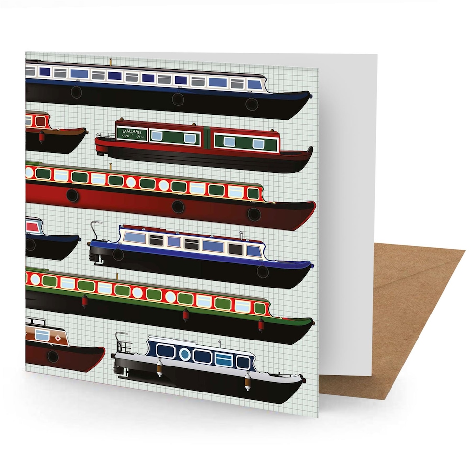 Canal Boats Greetings Card Suitable for Birthdays, Thank You, Any Occasion, 15 x 15 cms, Mullti-Coloured