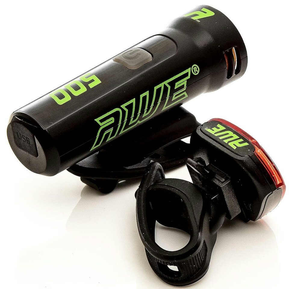image 1 of AWE AWEBlast 530 Lumens Super Bright USB Rechargeable Bike Light Set Front/Rear