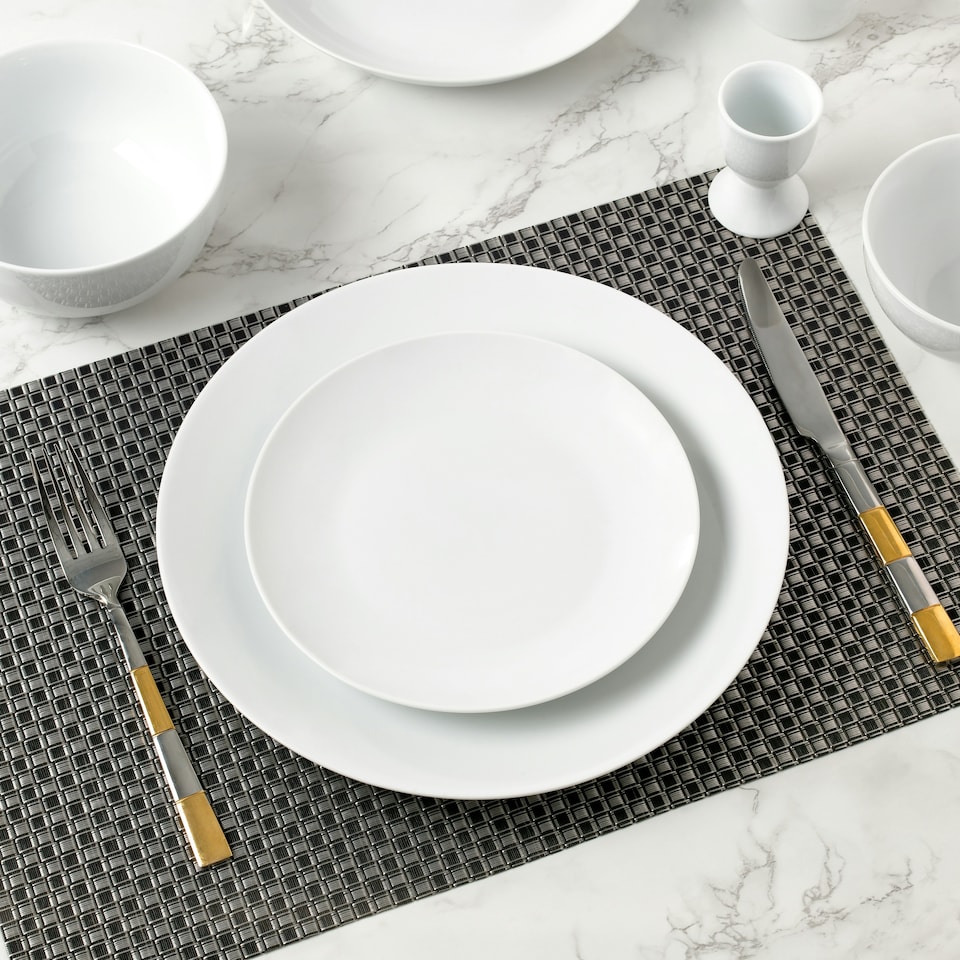 image 1 of 42pc White Porcelain Round Dinner Set